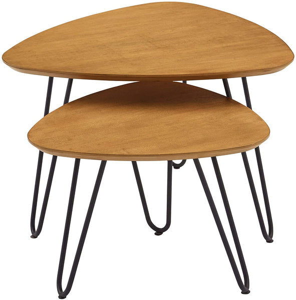 Hairpin Coffee Table, Mid Century Modern, Set of 2, English Oak