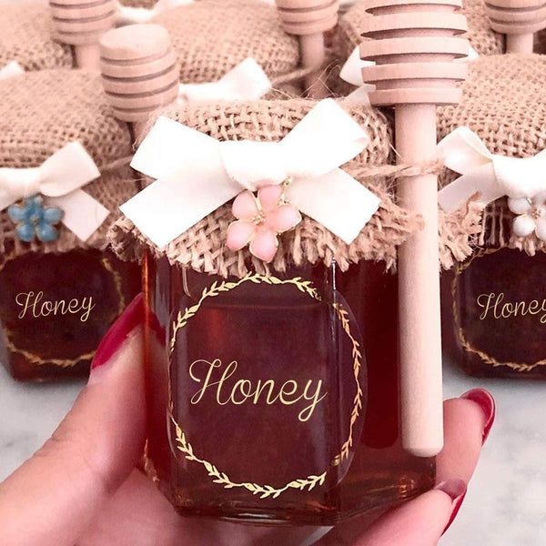 Wooden Honey Sticks with Kraft Heart Tags