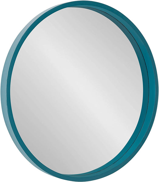 Round Wall Mirror, Mid Century Modern, Teal, 21.6"