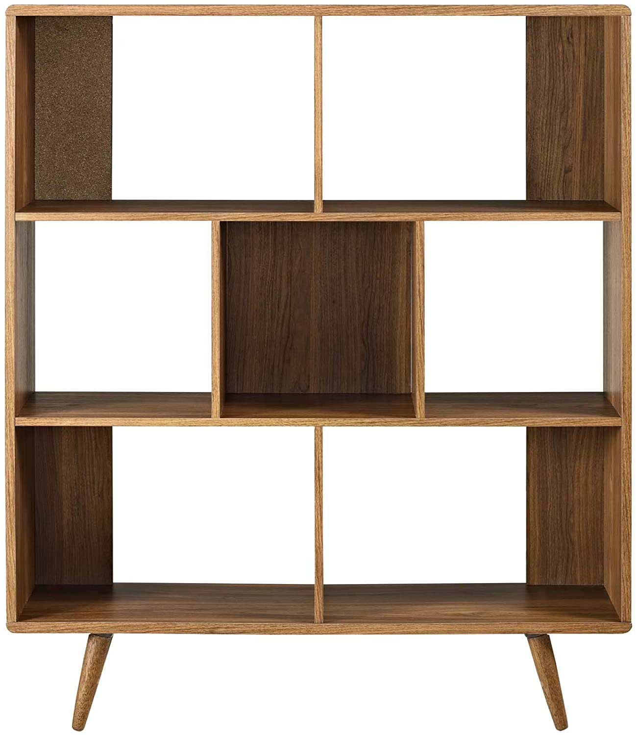 Cube Wood Bookcase, Mid Century Modern , Walnut
