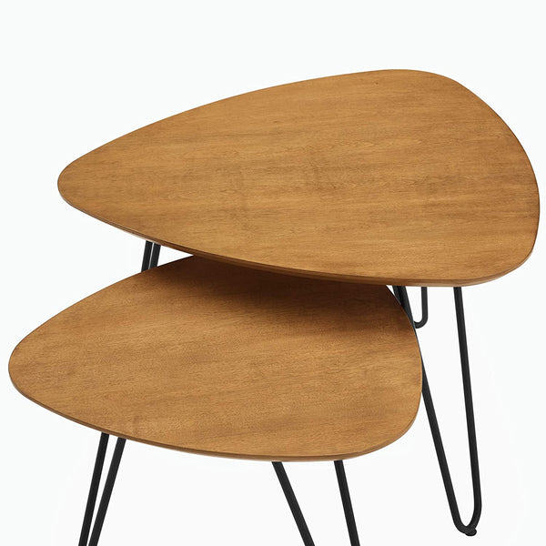 Hairpin Coffee Table, Mid Century Modern, Set of 2, English Oak